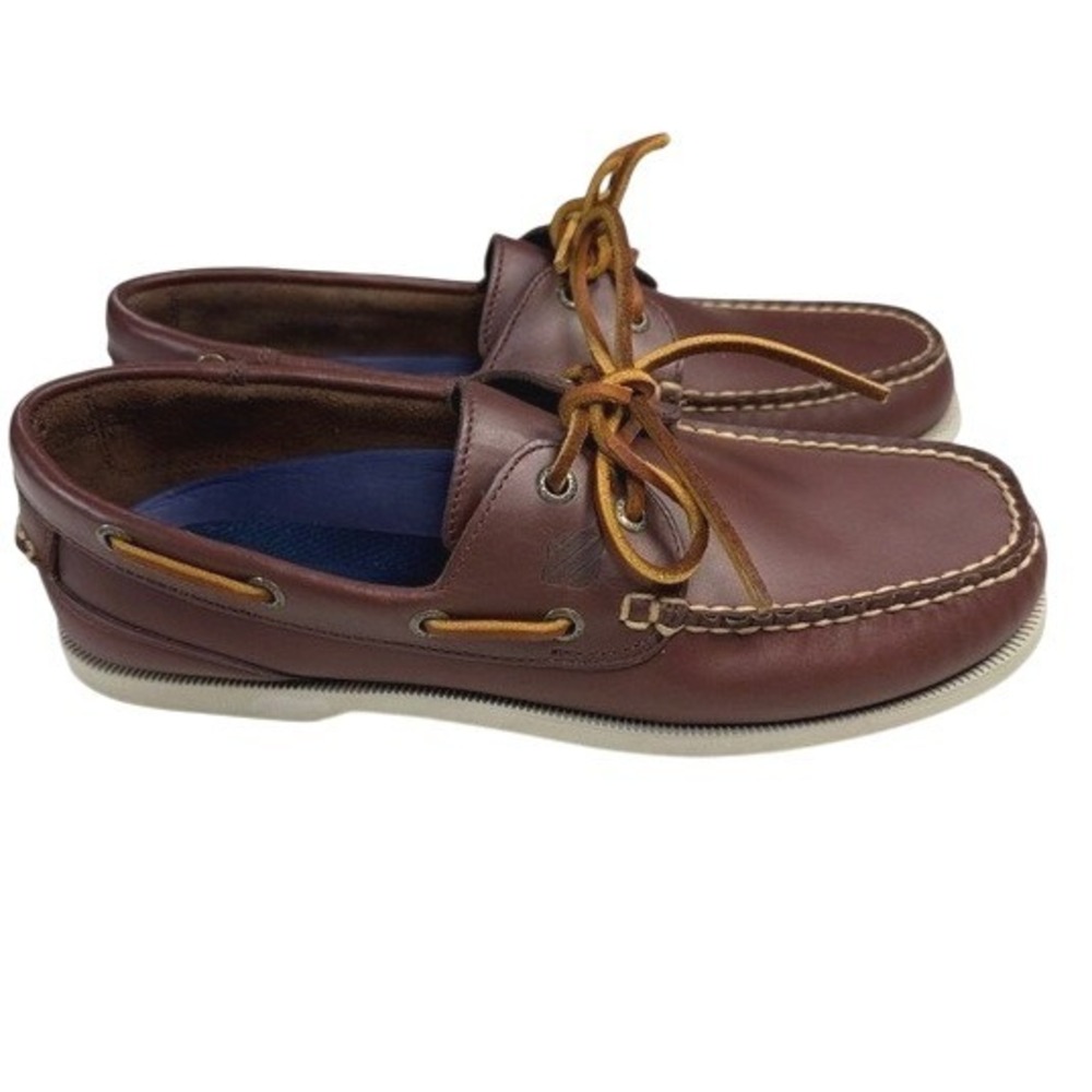 West Marine Classic Mocs 1310 Women's Nautical Boat Deck Shoes Brown Leather 9.5